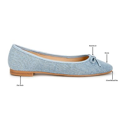 Rag & Co Vigilante Women's Bow Detail Denim Ballet Flats