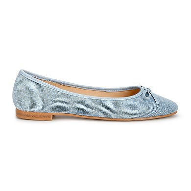 Rag & Co Vigilante Women's Bow Detail Denim Ballet Flats