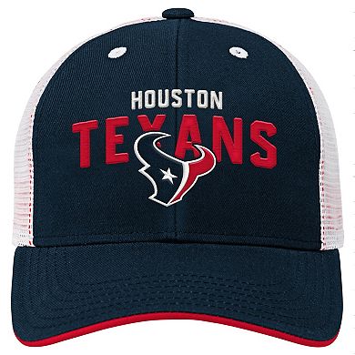 Youth Navy Houston Texans Core Lockup Trucker Adjustable Hat