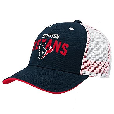 Youth Navy Houston Texans Core Lockup Trucker Adjustable Hat