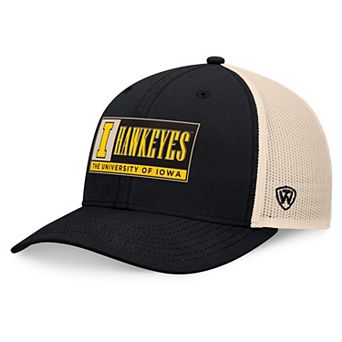 Men's Top of the World Black/Natural Iowa Hawkeyes Bennett Trucker��Adjustable Hat