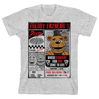 Boys 8-20 Five Nights At Freddy's Pizza Flyer Short Sleeve Graphic Tee