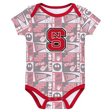 Newborn Red NC State Wolfpack Sunday Comics 3-Pack Bodysuit Set