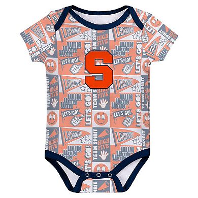 Newborn Navy Syracuse Orange Sunday Comics 3-Pack Bodysuit Set