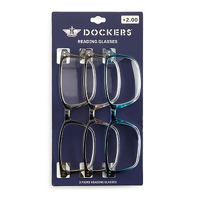Men's Dockers® VMP2038 52mm Square 3-pk. Reading Glasses