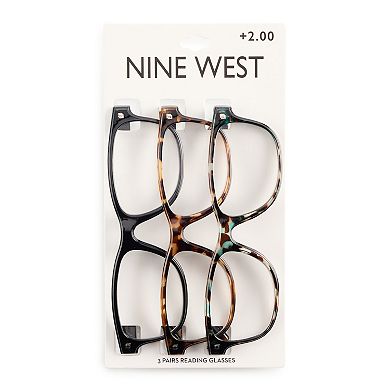 Women’s Nine West Gwen N90824 52mm 3-pk. Rectangle Reading Glasses
