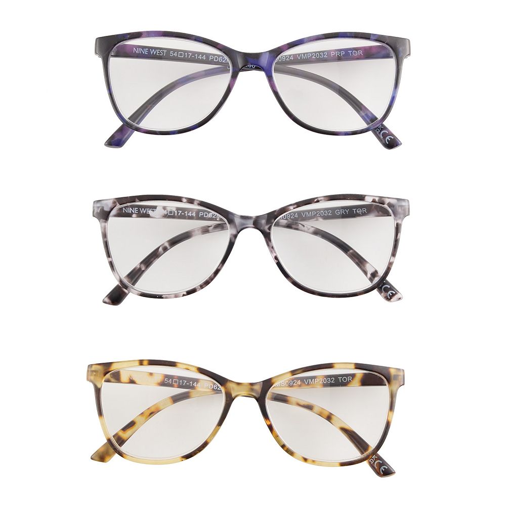 Women's Nine West VMP2032 54mm 3-pk. Cat Eye Reading Glasses