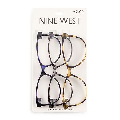Women’s Nine West VMP2032 54mm 3-pk. Cat Eye Reading Glasses