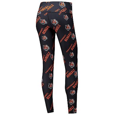 Women's Concepts Sport Black Cincinnati Bengals Breakthrough Allover Print Knit Sleep Leggings