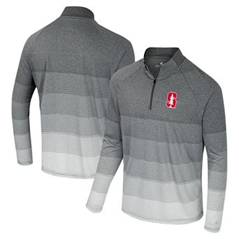 Men's Colosseum Gray Stanford Cardinal AI Striped Mesh Quarter-Zip Raglan Windshirt