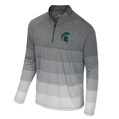 Men's Colosseum Gray Michigan State Spartans AI Striped Mesh Quarter-Zip Raglan Windshirt