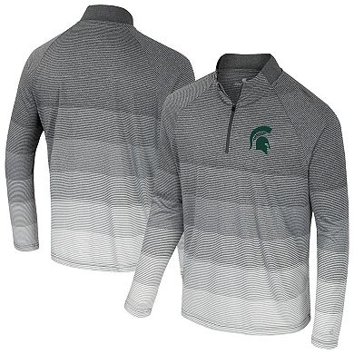 Men's Colosseum Gray Michigan State Spartans AI Striped Mesh Quarter-Zip Raglan Windshirt