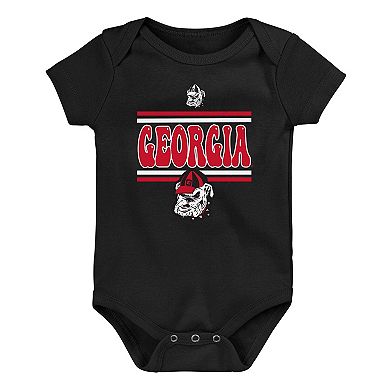 Newborn Red Georgia Bulldogs Sunday Comics 3-Pack Bodysuit Set