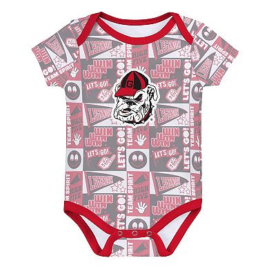 Newborn Red Georgia Bulldogs Sunday Comics 3-Pack Bodysuit Set