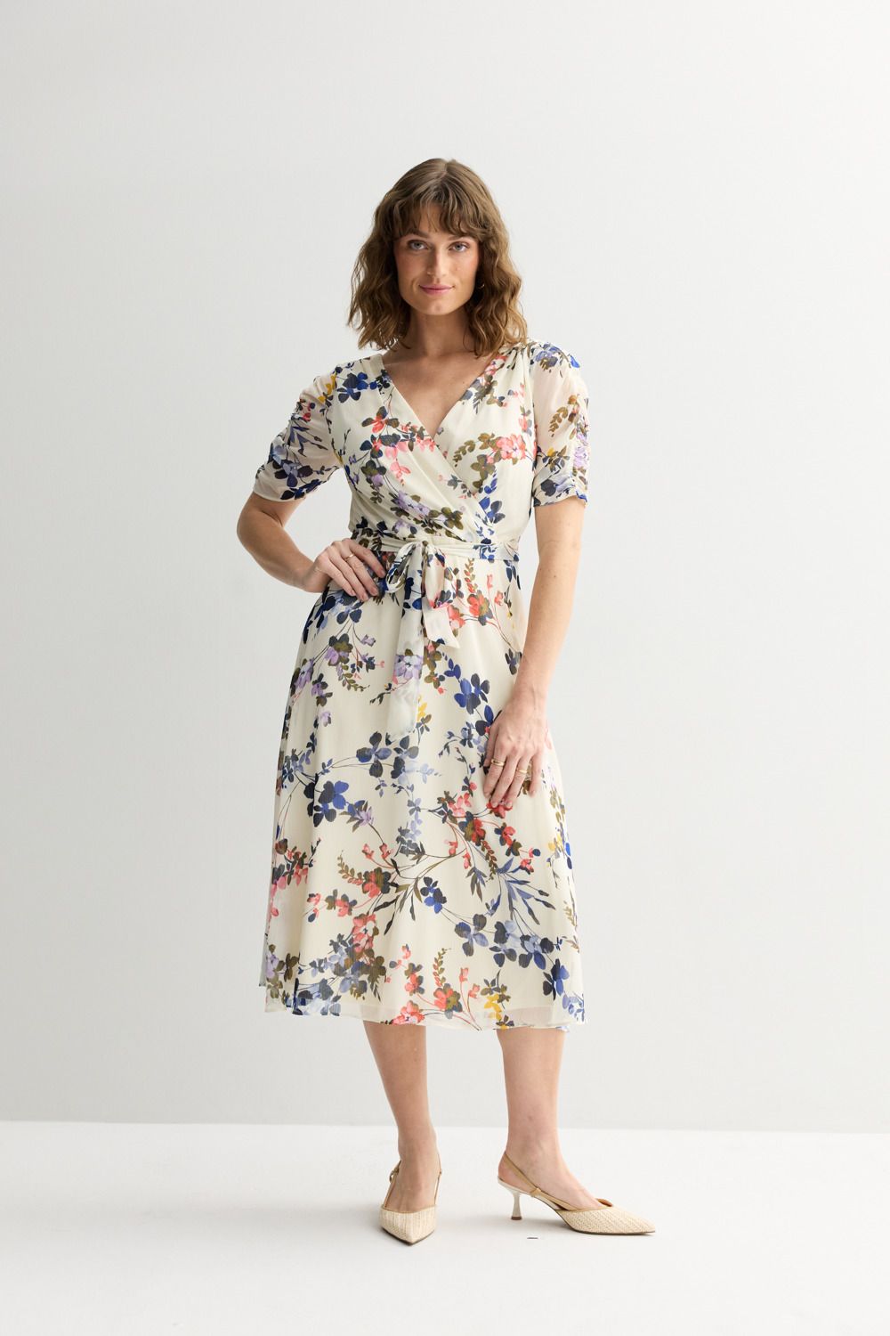 Женские платья Harper Rose Short Sleeve Surplice Belted Midi Dress