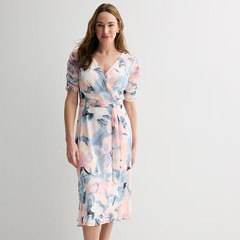 Women's Harper Rose Short Sleeve Surplice Belted Midi Dress