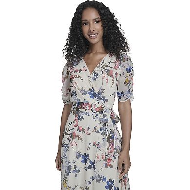 Women's Harper Rose Short Sleeve Surplice Belted Midi Dress