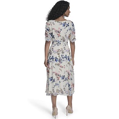 Women's Harper Rose Short Sleeve Surplice Belted Midi Dress