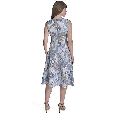 Women's Andrew Marc Scoopneck Sleeveless Fit & Flare Midi Dress