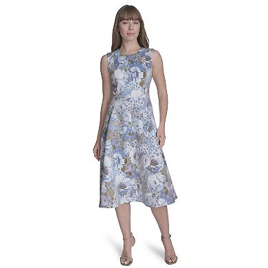 Women's Andrew Marc Scoopneck Sleeveless Fit & Flare Midi Dress