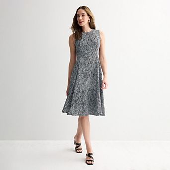 Women's Andrew Marc Scoopneck Sleeveless Fit & Flare Midi Dress