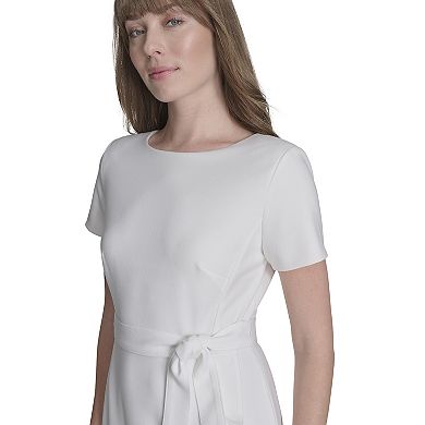 Women's Andrew Marc Scoopneck Short Sleeve Ruffled Wrap Mini Dress