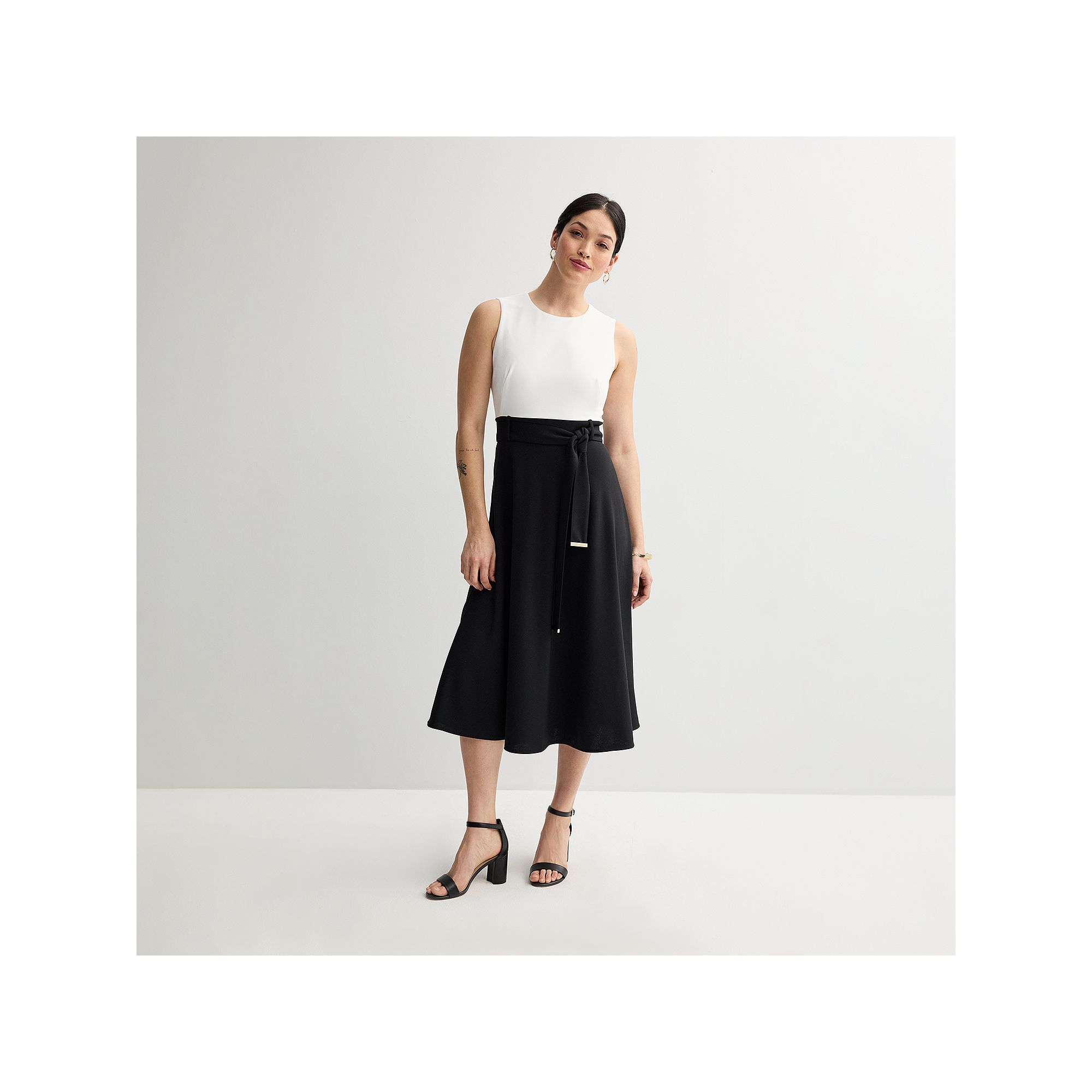 Womens Andrew Marc Colorblock Midi Dress, Size: 2, Black White