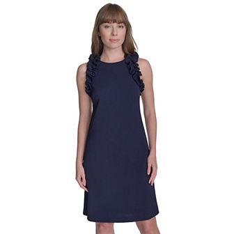 Women's Andrew Marc Scoopneck Sleeveless Ruffle Shift Mini Dress