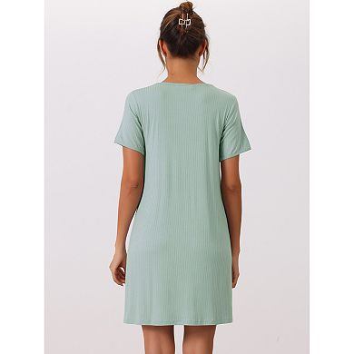 Womens Nightgowns Modal Sleepwear Short Sleeve Sleep Shirt Crewneck Short Nightshirt
