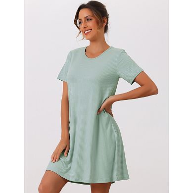 Womens Nightgowns Modal Sleepwear Short Sleeve Sleep Shirt Crewneck Short Nightshirt