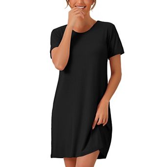 Womens Nightgowns Modal Sleepwear Short Sleeve Sleep Shirt Crewneck Short Nightshirt