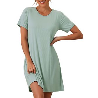 Womens Nightgowns Modal Sleepwear Short Sleeve Sleep Shirt Crewneck Short Nightshirt
