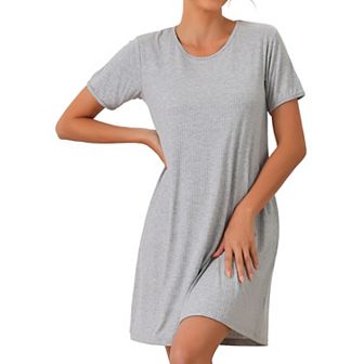 Womens Nightgowns Modal Sleepwear Short Sleeve Sleep Shirt Crewneck Short Nightshirt