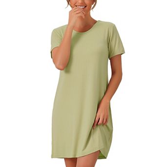 Womens Nightgowns Modal Sleepwear Short Sleeve Sleep Shirt Crewneck Short Nightshirt