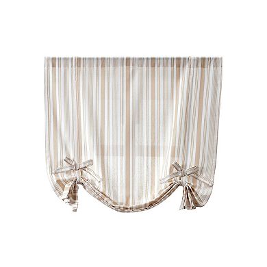Kate Aurora Country Farmhouse Cotton Striped Tie Up Window Curtain - 63 In. Long