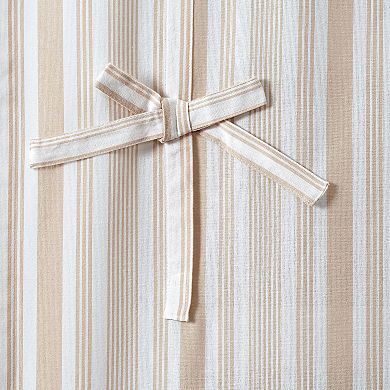 Kate Aurora Country Farmhouse Cotton Striped Tie Up Window Curtain - 63 In. Long