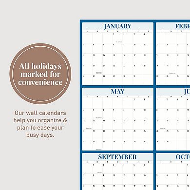 Rileys & Co 2025 Large Annual Erasable Laminated Wall Calendar, Jan 2025 - Dec 2025 - 24 X 36 Inch