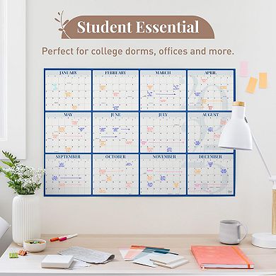 Rileys & Co 2025 Large Annual Erasable Laminated Wall Calendar, Jan 2025 - Dec 2025 - 24 X 36 Inch