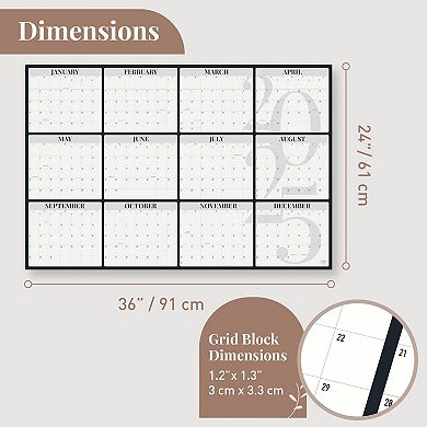 Rileys & Co 2025 Large Annual Erasable Laminated Wall Calendar, Jan 2025 - Dec 2025 - 24 X 36 Inch