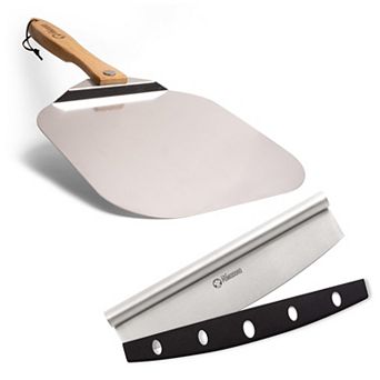 Chef Pomodoro Pizza Peel Stainless Steel Pizza Rocker Cutter Set