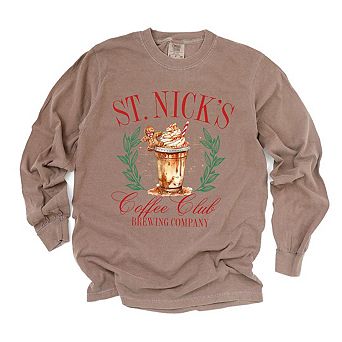 St. Nick's Coffee Club Garment Dyed Long Sleeve Tees