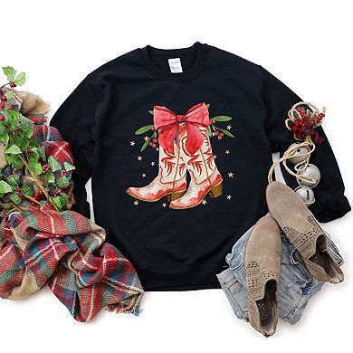 Coquette Cowgirl Christmas Boots Sweatshirt