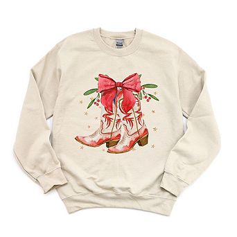 Coquette Cowgirl Christmas Boots Sweatshirt