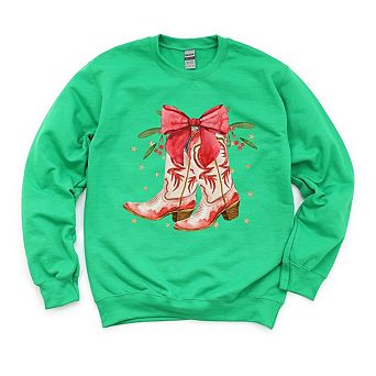 Coquette Cowgirl Christmas Boots Sweatshirt