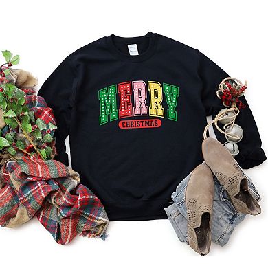 Merry Christmas Varsity Colorful Sweatshirt