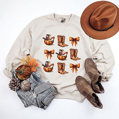 Coquette Pumpkin And Cowboy Boots Sweatshirt
