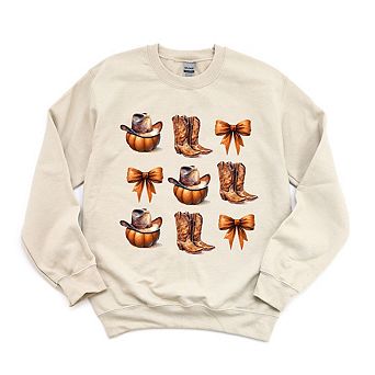 Coquette Pumpkin And Cowboy Boots Sweatshirt