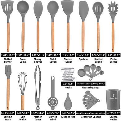 34pcs Kitchen Silicone Cookware Set, Silicone Cooking Kitchen Utensils Set Nonstick Cookware