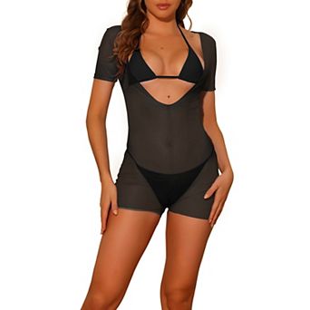 Women's Bikini Sets 3 pc Non Padded Cup Lace Up Suits Cover Up Swimwear