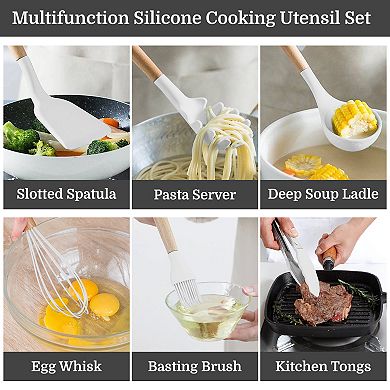34pcs Kitchen Silicone Cookware Set, Silicone Cooking Kitchen Utensils Set Nonstick Cookware